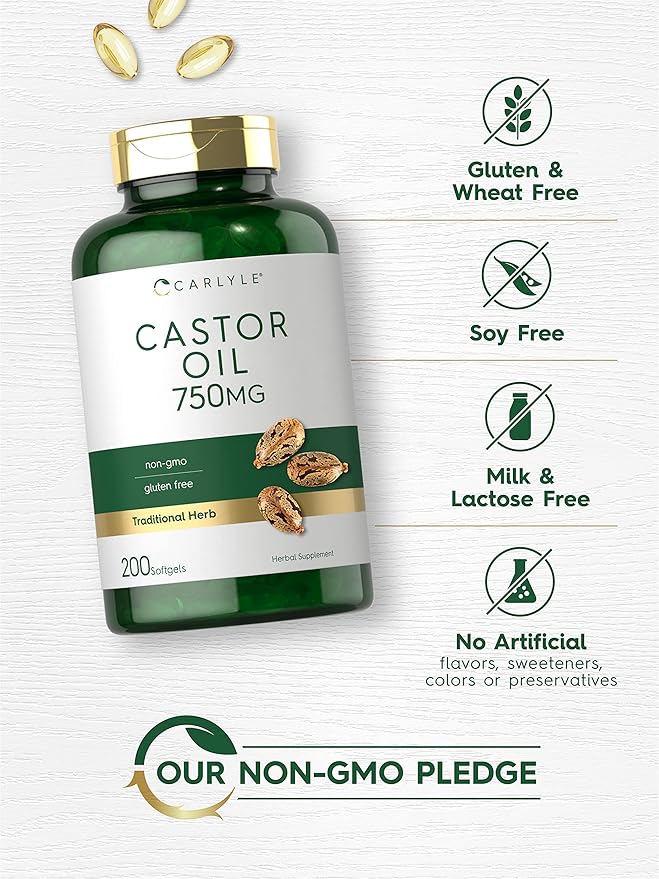 Carlyle Castor Oil 750mg | 200 Softgels | Traditional Herb | Non-GMO, Gluten Free Supplement
