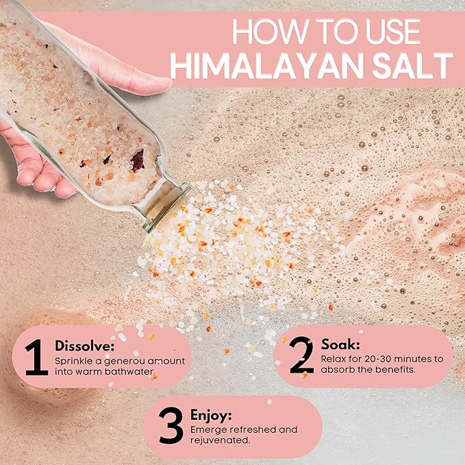 Himalayan Bath Salt - Luxurious Bath Salts for Relaxation, Skin Care, and Aromatherapy, Infused with Natural Ingredients (Various Scents) (Rose)