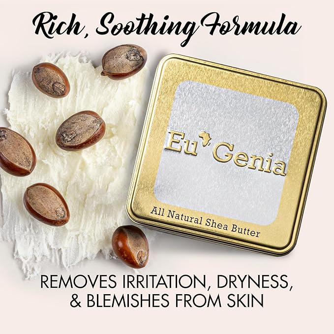Eu'Genia Anti-Aging Shea Butter Balm: Unscented 12 oz, 100% Pure Unrefined Ghanaian Shea, Premium Face & Body Moisturizer for All Skin and Hair Types