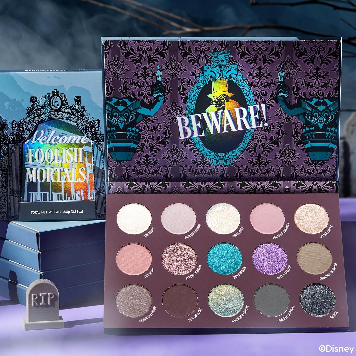 ColourPop x Haunted Mansion Foolish Mortals Eyeshadow Palette - Eye Makeup Palette with Matte, Metallic, Matte Sparkle & Pearlescent Finishes - High-Pigment, Long Lasting Formula (0.58 oz)