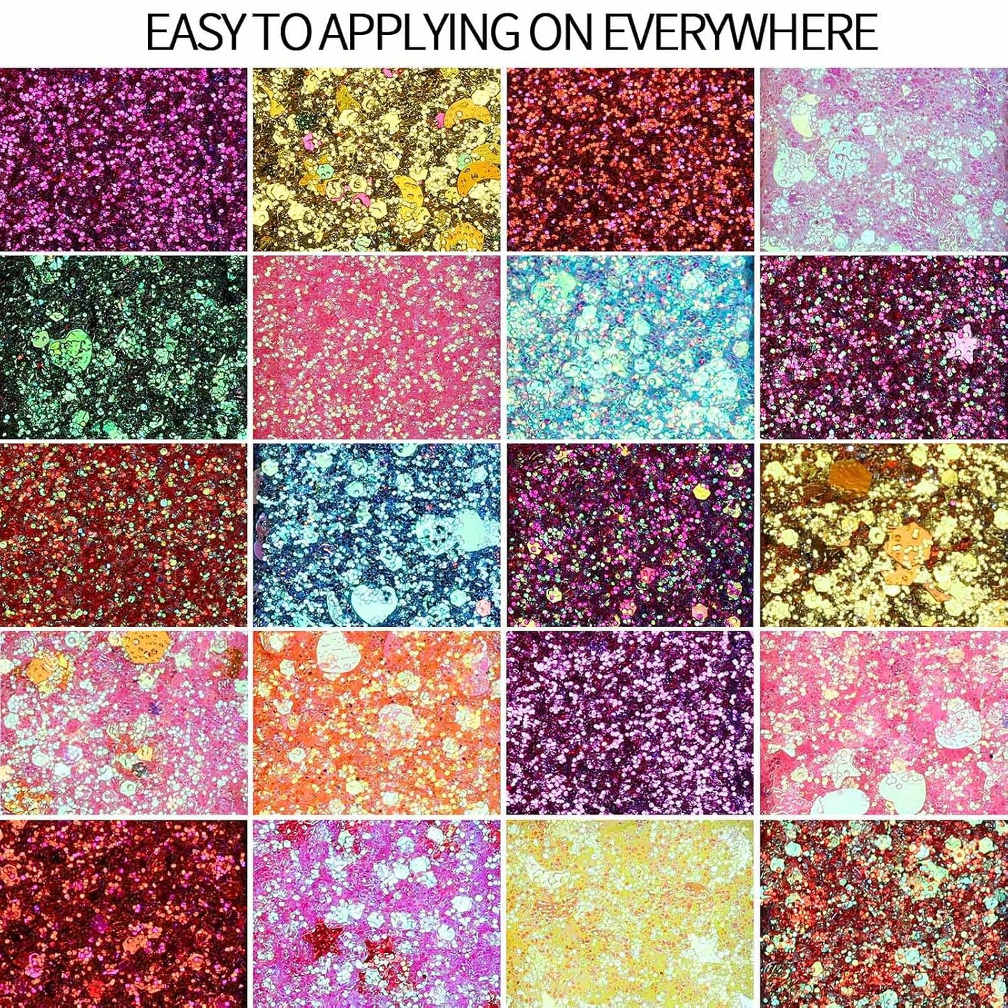 FANDAMEI 40 Colors Face Glitter, Face Paint Glitter Gel - Face Glitter for Women Girls Kids, No Glue Needed, Multi-Purpose Glitter Makeup for Hair Face Body Halloween Rave Carnival