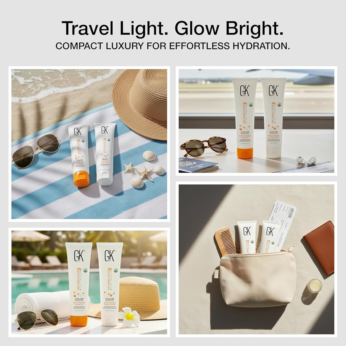 GK HAIR Shampoo &Conditioner set,Travel Size-Curly Hair Shampoo & Conditioner For Color Protection-Made with Aloe vera,Parki Butter-Free of Parabens Phthalates & Sulfate Free (3.4 Fl Oz)