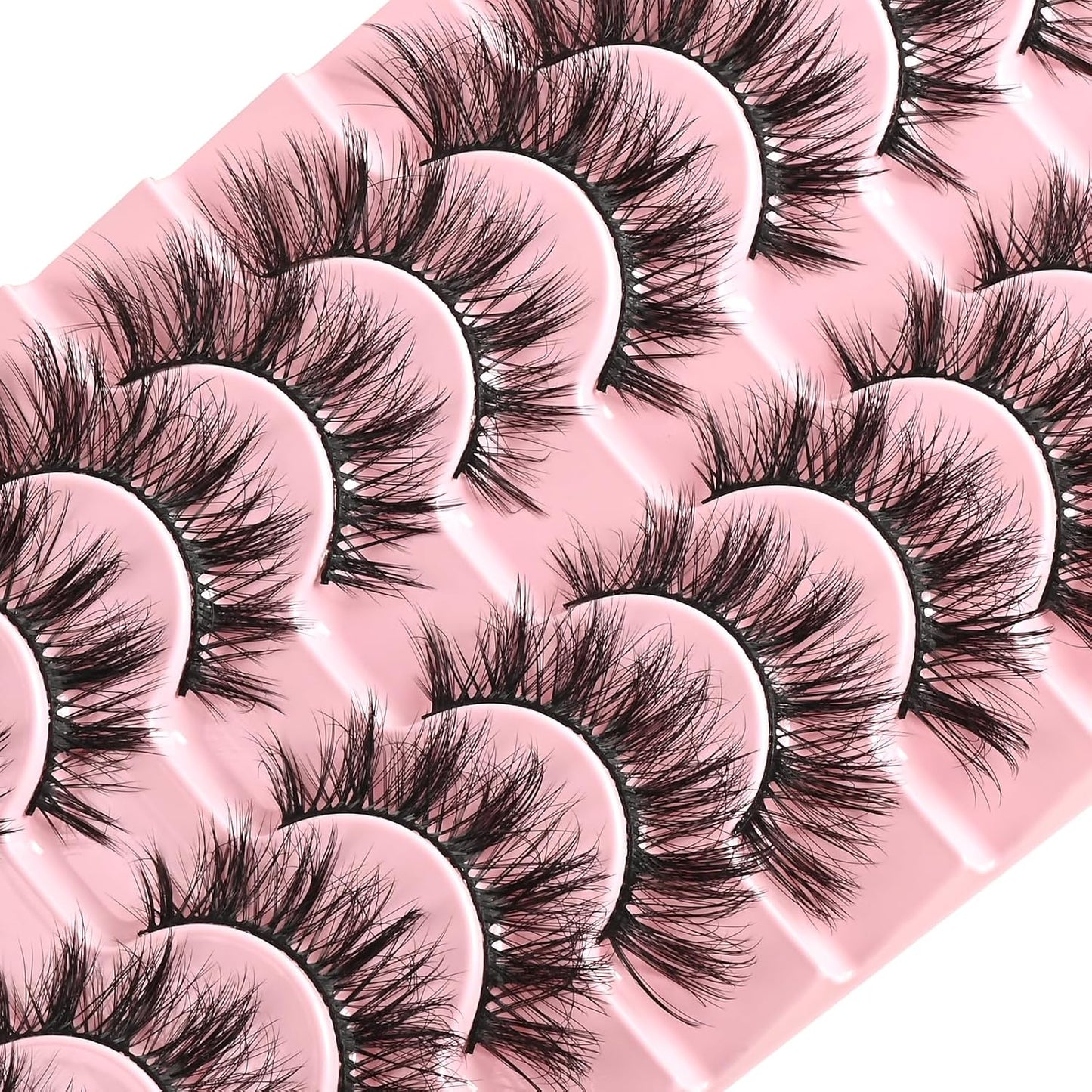 FARRED Cat Eye Lashes False Eyelashes Short Natural Eyelashes 15mm Fluffy Wispy Strip Eyelash 10 Pairs Cute Natural Fake Lashes Packs Small Full Pestañas Set (C9 | 9-15MM)