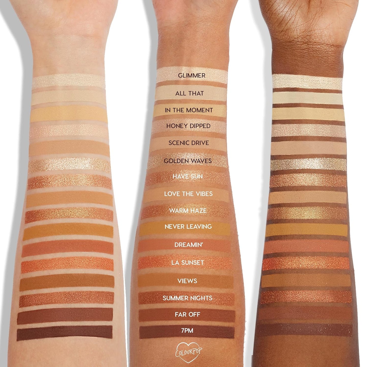 ColourPop Golden Hour Eyeshadow Palette - Sunset Tone Eye Makeup Palette with Duo-Chrome, Metallic, Matte Sparkle & Glitter Finishes - High-Pigment Eye Makeup with a Long-Wearing Formula (0.67 oz)