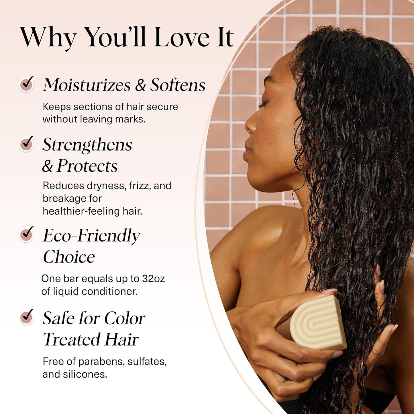 Kitsch Coconut Oil Conditioner Bar - Hair Conditioner For Women and Men - Deep Moisturizing, Nourishes, Hydrate & Soften Damaged Dry Hair - Silicone, Paraben & Sulfate Free - 2.7 oz