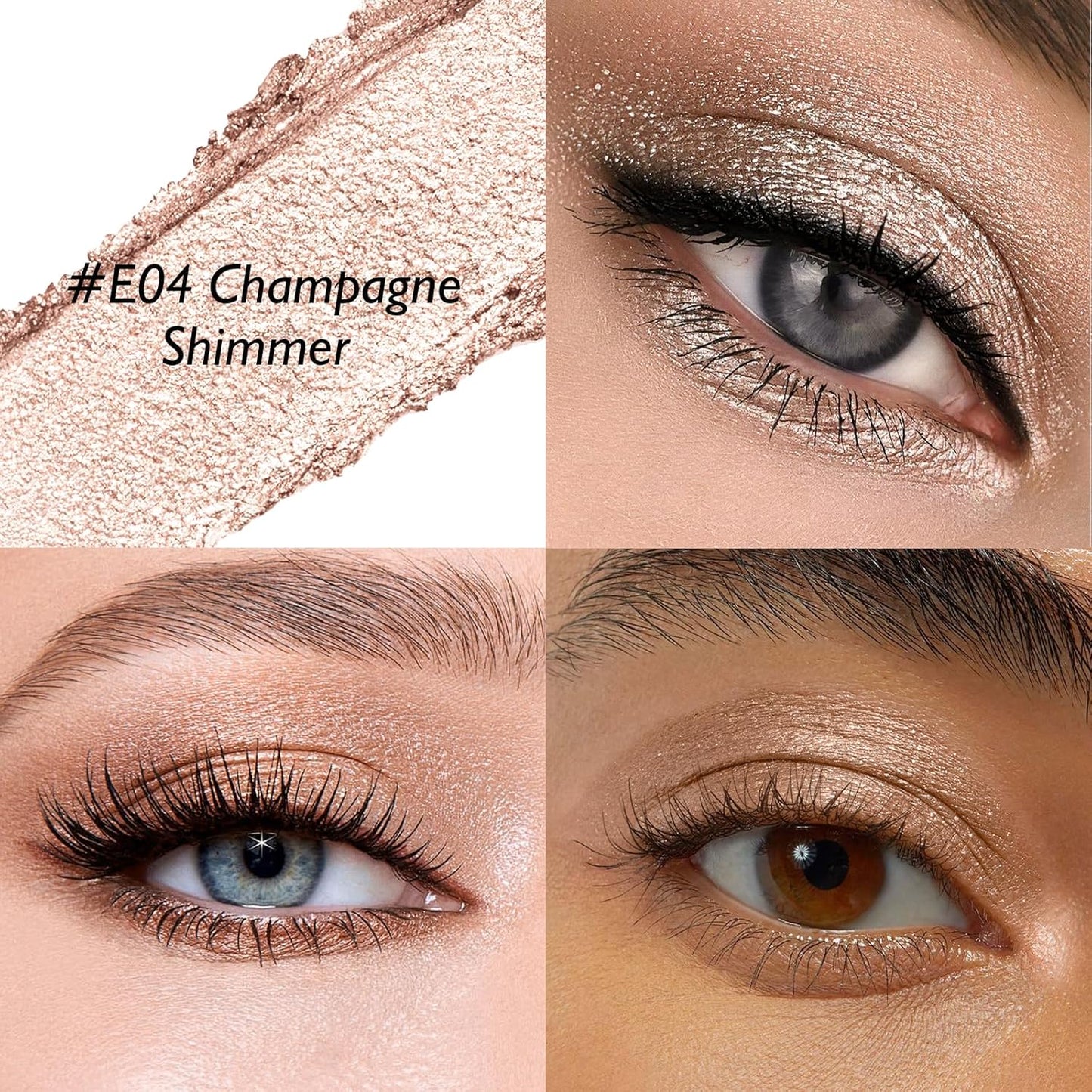 Glitter Eyeshadow Stick - Champagne Shimmer Long Lasting Cream Eye Shadow Pencil Buildable Sparkling Face Highlighter Makeup, Lightweight Waterproof & Smudge Proof for Easy Application