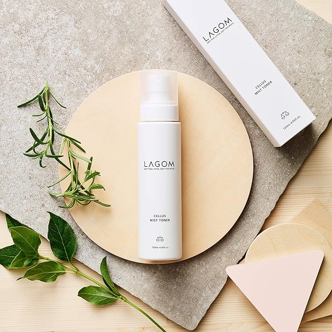 LAGOM Cellus Mist Toner Natural Moisturizing Spray with Green Tea Sugar Cane pH Balance 5.5 Subacid Alcohol-Free Zero-Irritation Fragrance-Free Herbal Facial Serum Sensitive Skin 4.05 Fl Oz