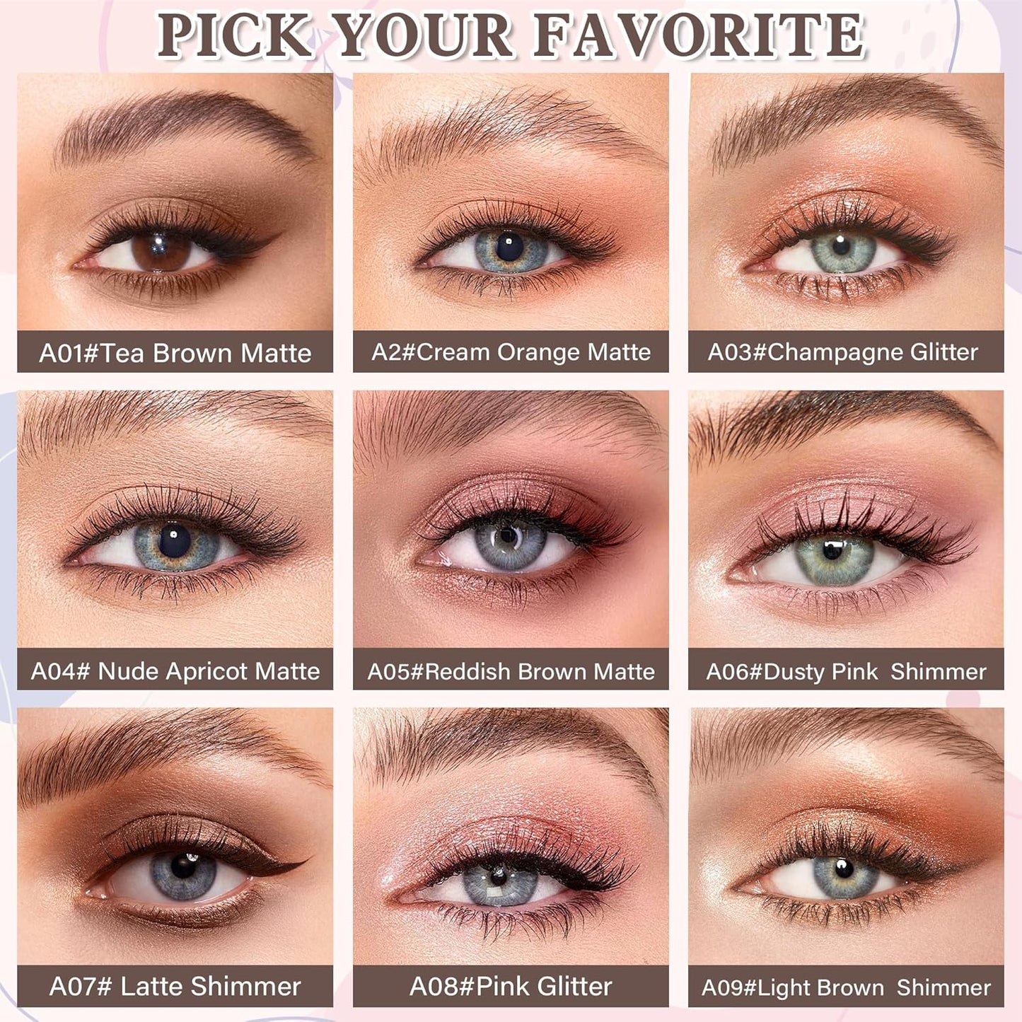 Brown Shimmer Single Eyeshadow Makeup Powder Palette，High Pigment Blendable Formula Eye Make-up for Women，Neutral Eye Shadow，sombras para ojos，Longwear Waterproof，Vegan & Cruelty-Free，Eyeshadow Gift