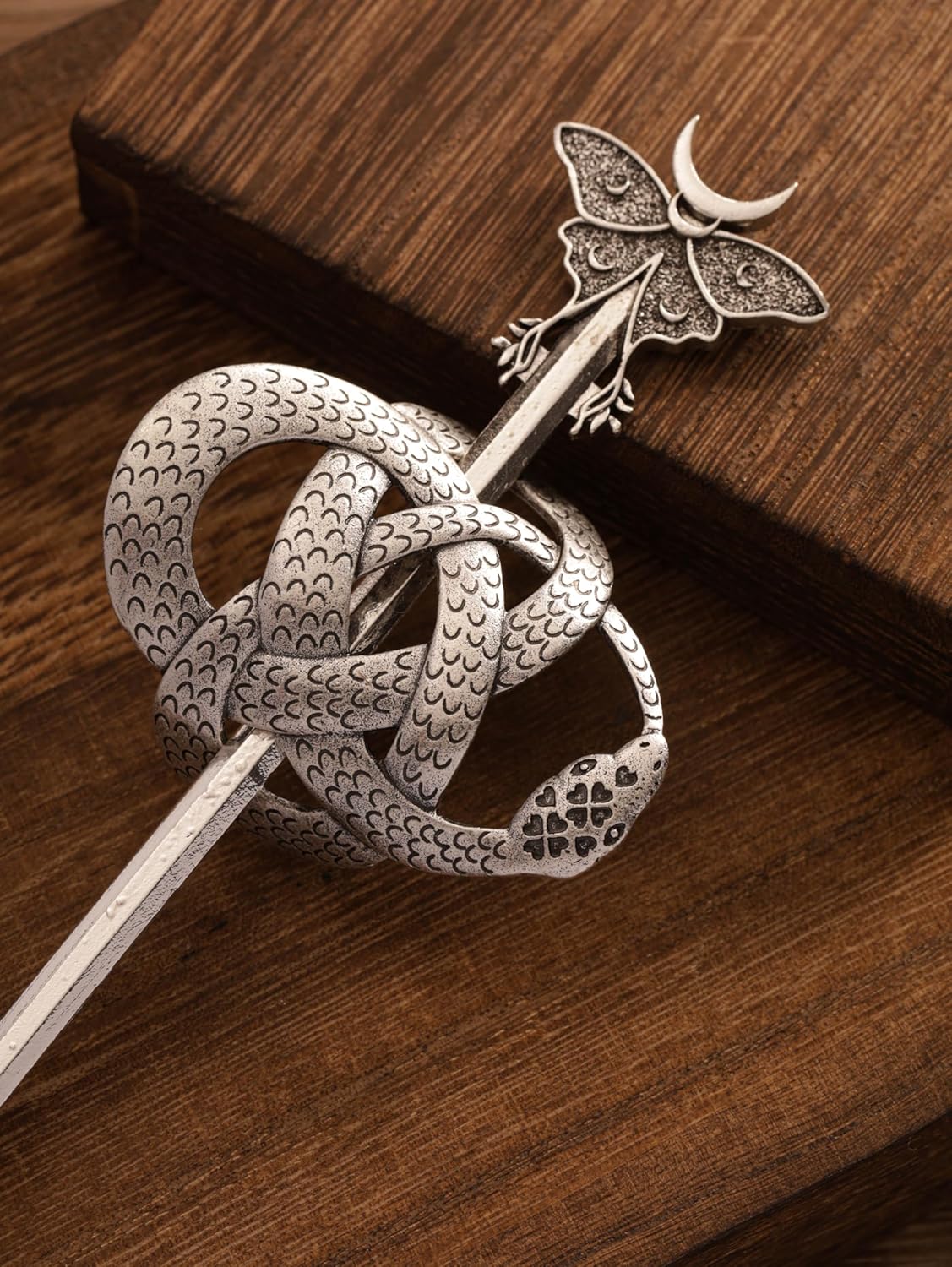 HAQUIL Viking Snake Moth Hairpin, Viking Celtic Knot Retro Hairpin, Minimalist Hair Accessories for Women