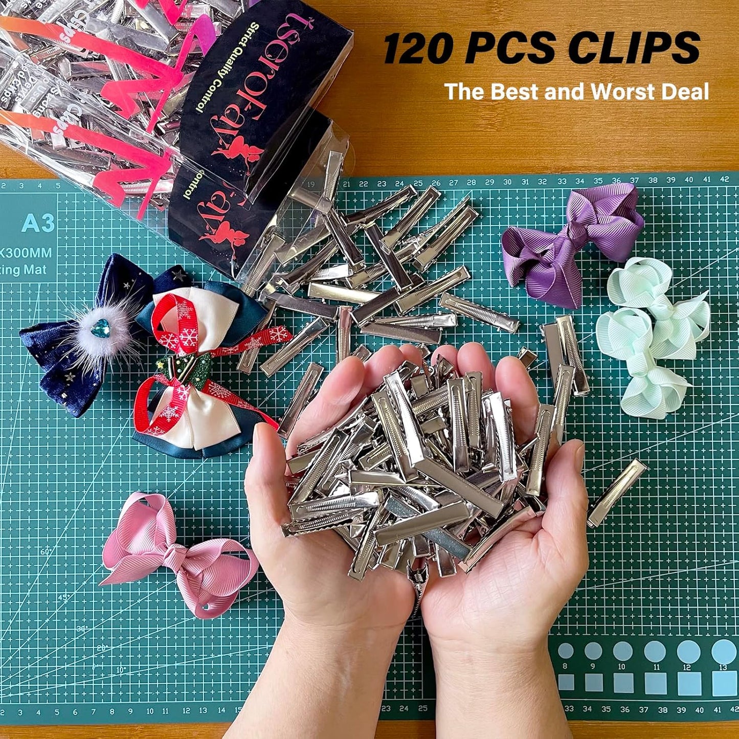 120Pcs Alligator Hair Bows Clips for Crafts,(4.5cm/1.77") DIY Bow Clips Bulk, Gator Metal Clip, Hairdresser Clips for Bow Making, Large Plain Clips Supplies 1.77" Dreadlock Dreads Retwist