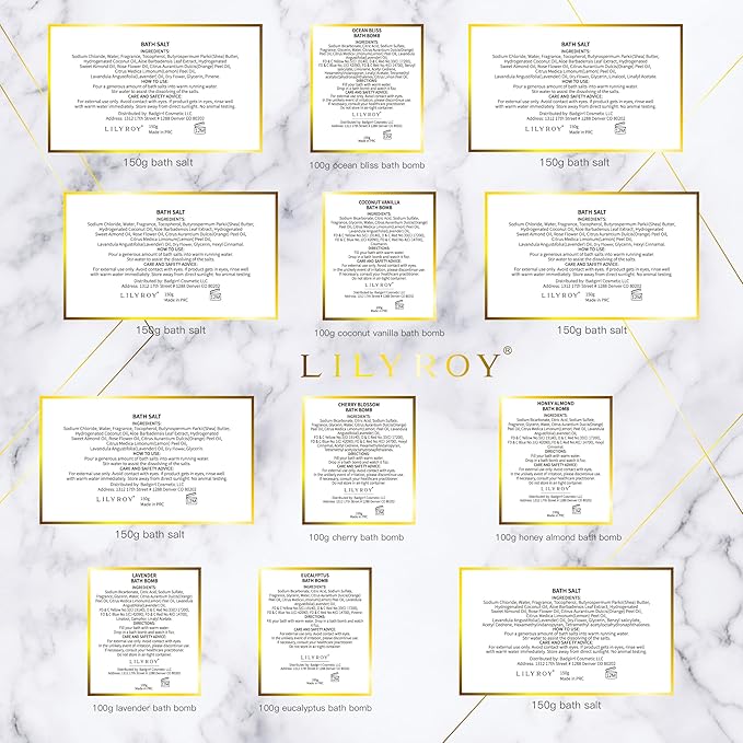 Luxury 14-Piece Floral Bath Salt & Bomb Gift Set for Mother's Day Gifts, Bath & Body Gift Set for Women, Self Care Kit with Bath Salt, Bath Bombs, Elegant Box | Christmas, Birthday Gifts for Her & Him