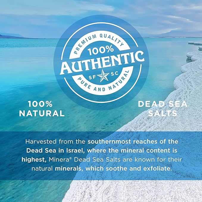 Minera Dead Sea Salt, 100% Pure & Natural, 10 lbs. Fine Grain (0-1.7 mm) Bulk Bag, Easily Dissolving Dead Sea Salts for Soaking & Bathing, Skin Nourishing Fine Sea Salt, Unscented
