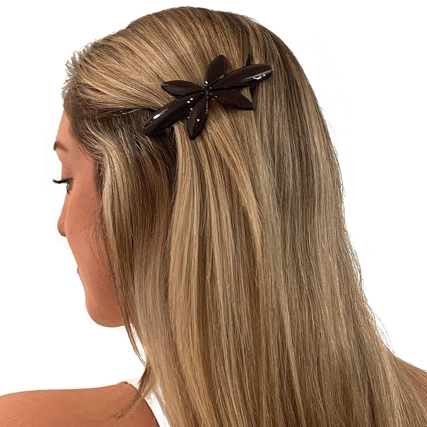 Camila Paris CP2426-CP2875 French Hair Barrette Clip for Girls Flower, Combo, Automatic Clasp Strong Hold Grip Hair Clips for Women, No Slip and Durable Styling Girls Hair Accessories, Made in France