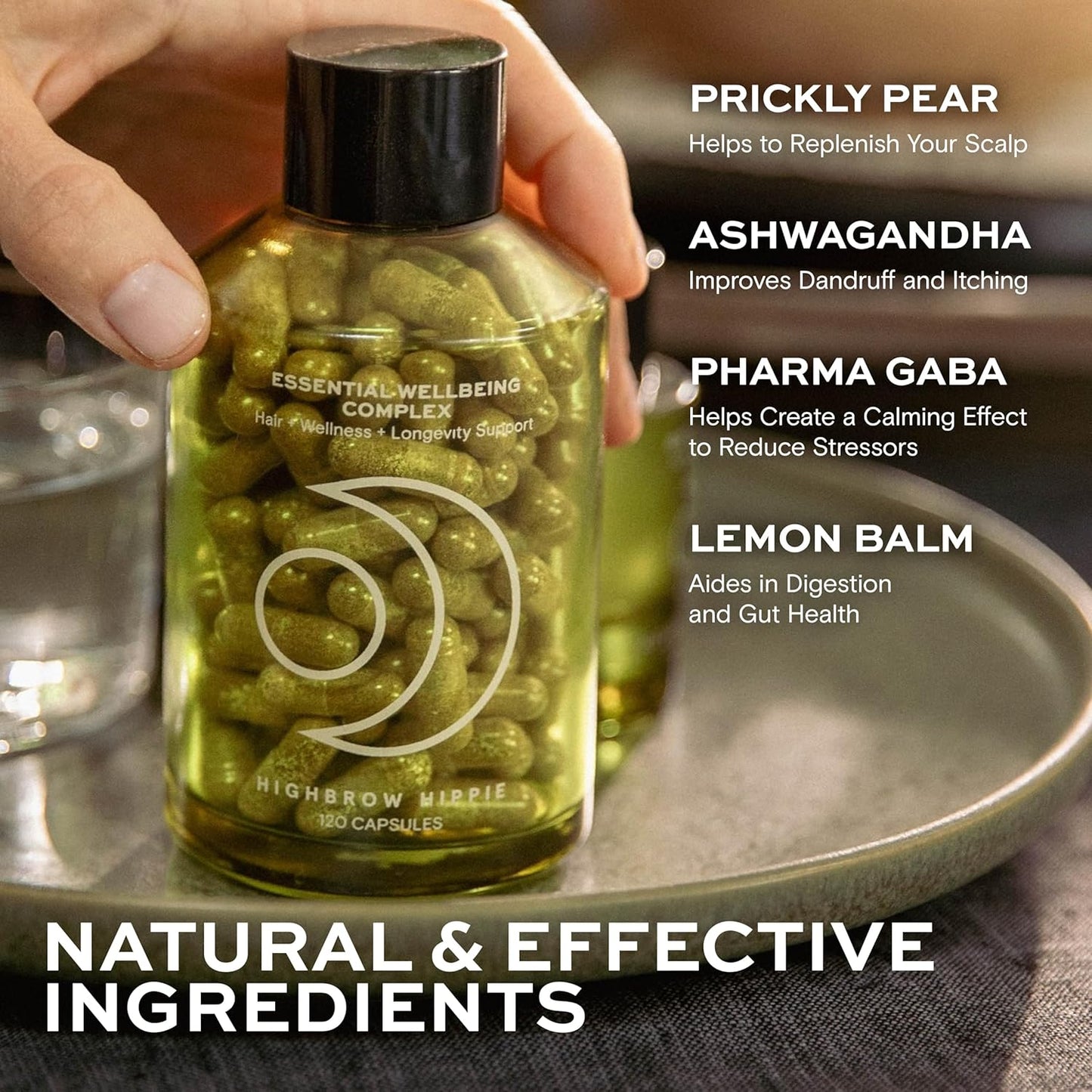 Essential Wellbeing Complex | Hair Growth, Strength & Scalp Support | Hormone Balance, Stress Relief, Gut & Cellular Health | Sesbania, Ashwagandha, Antioxidants | 120 Capsules