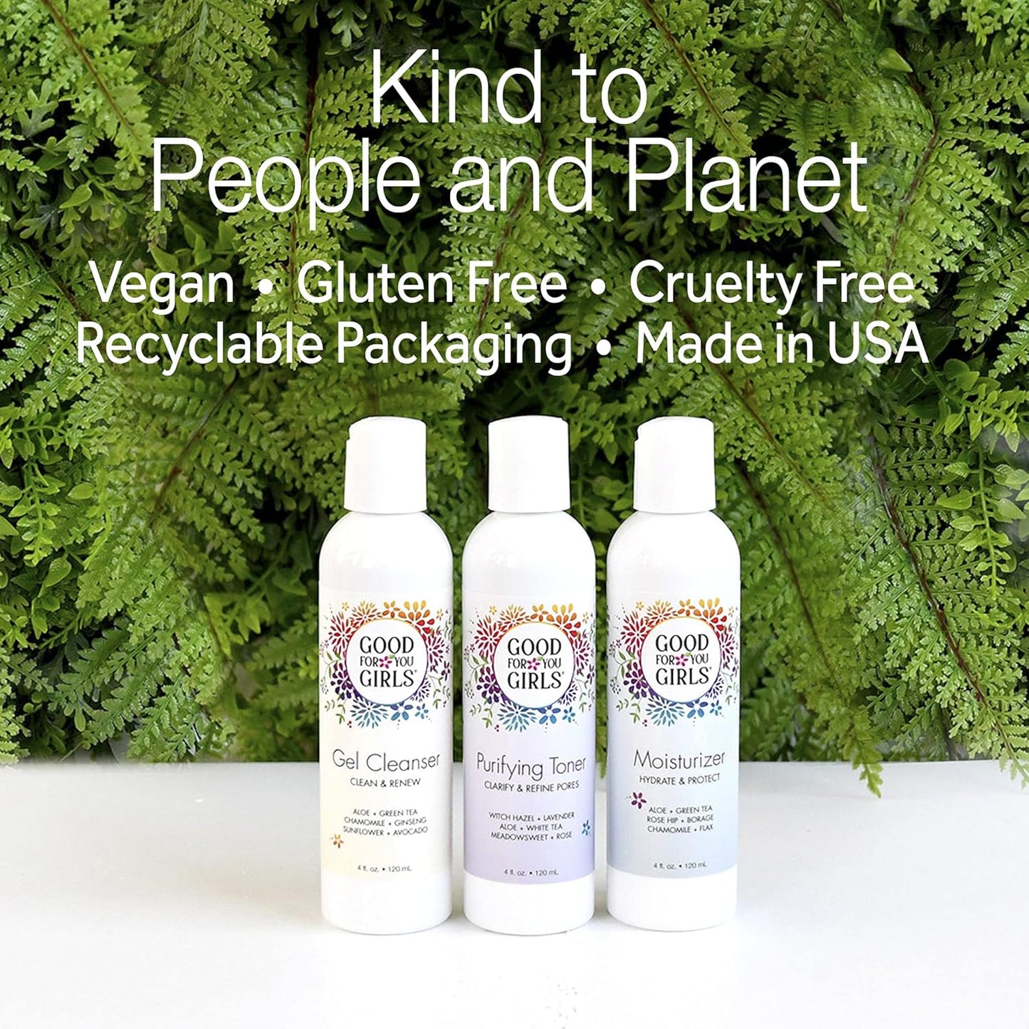 Good For You Girls Three-Step Skincare Gift Set - Cleanser, Toner & Moisturizer for Girls to Teens, Safe, Natural, Plant-Based ingredients. Vegan & Gluten-Free | 3 Piece, 4 oz ea.