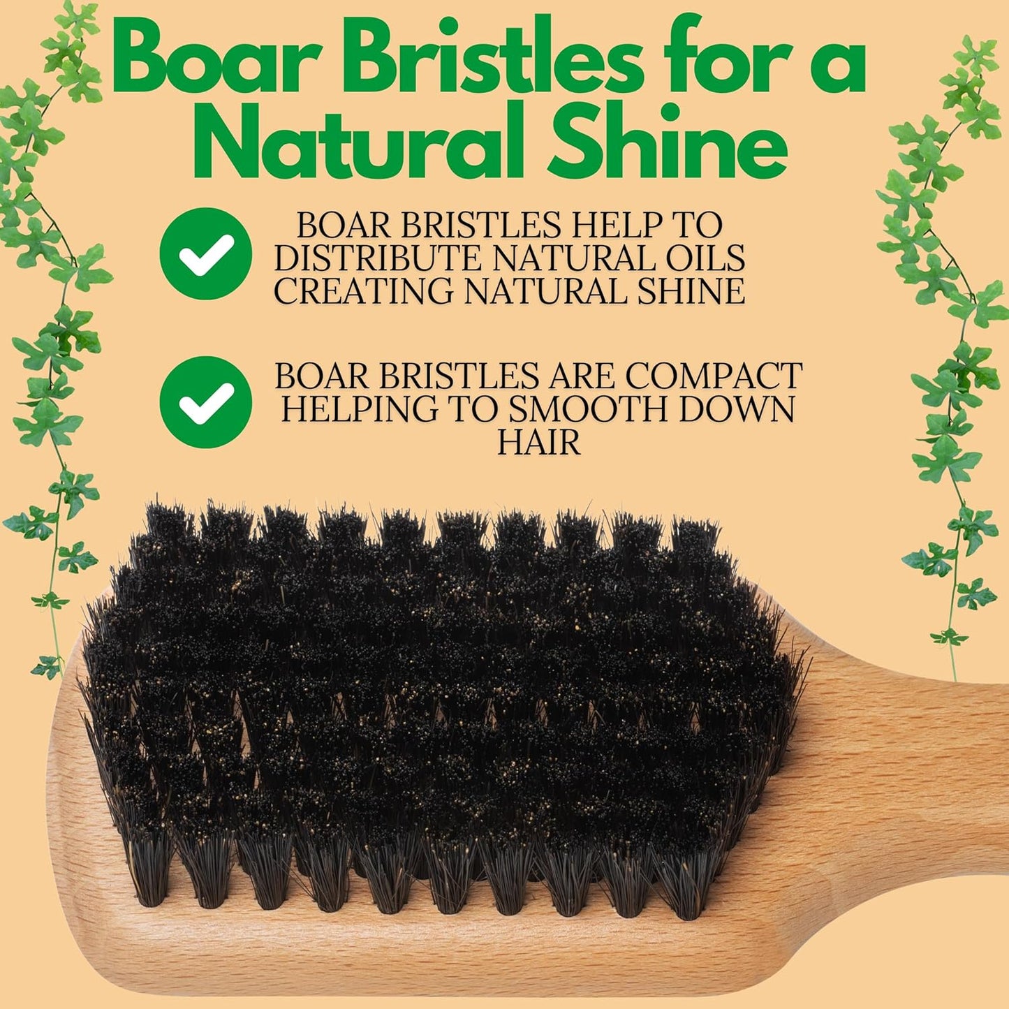 GranNaturals Soft Boar Bristle Slick Back Hair Brush - Hairbrush for Smoothing, Fades, Beards, 360 Waves to Style, Polish, & Lay Down Hair to Create a Sleek Ponytail Bun Hairstyle for Women & Men