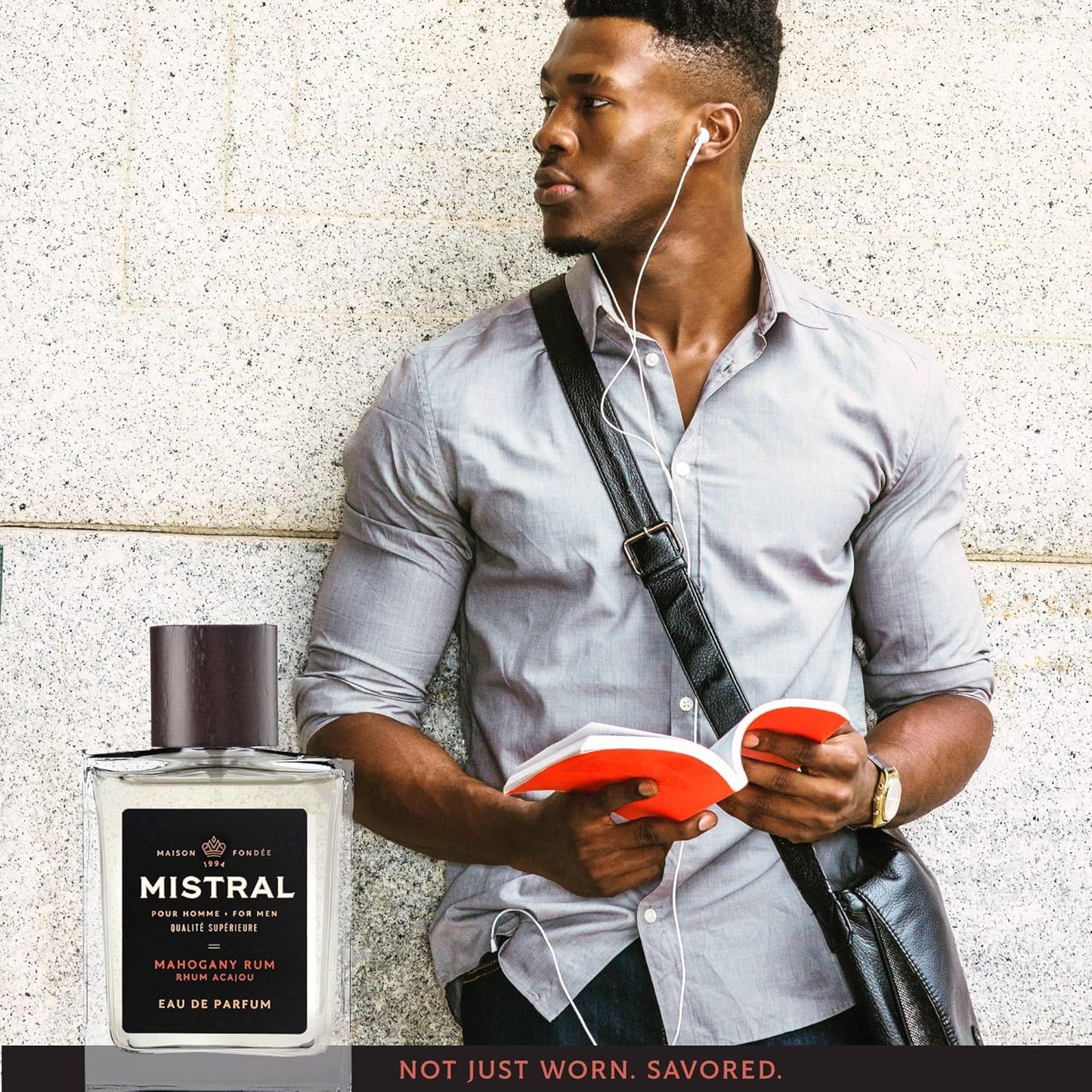 Mistral Men’s Cologne – Mahogany Rum Eau de Parfum | Warm, Spicy & Earthy Masculine Fragrance with Patchouli, Amber & Cedarwood | Cruelty-Free & Long-Lasting Perfume for Men, Made in France - 3.4 Oz
