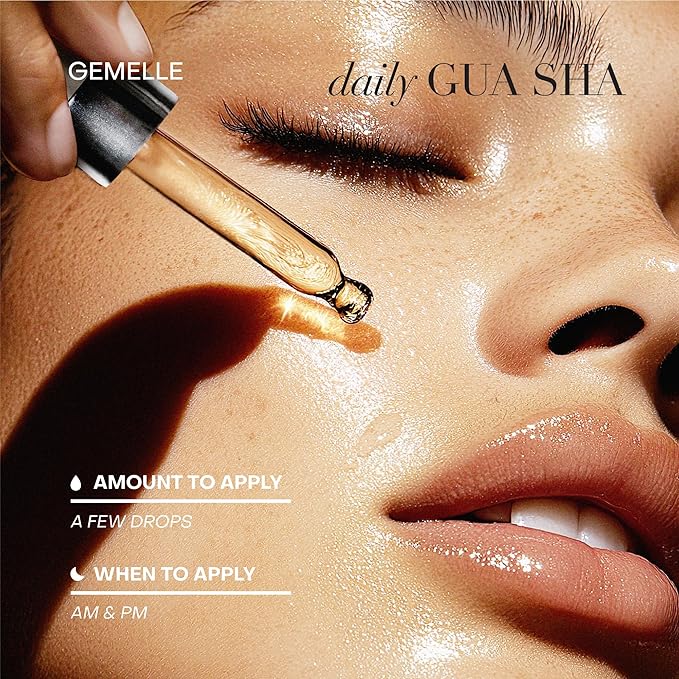 GEMELLE Lymphatic Gua Sha Face Oil | 6x Award Winner | Detox, Plump, Balance, Hydrate | High-Altitude Rosehip, Centella Asiatica & More! | Organic, Natural, Clean Beauty | Starter, Travel 15ml