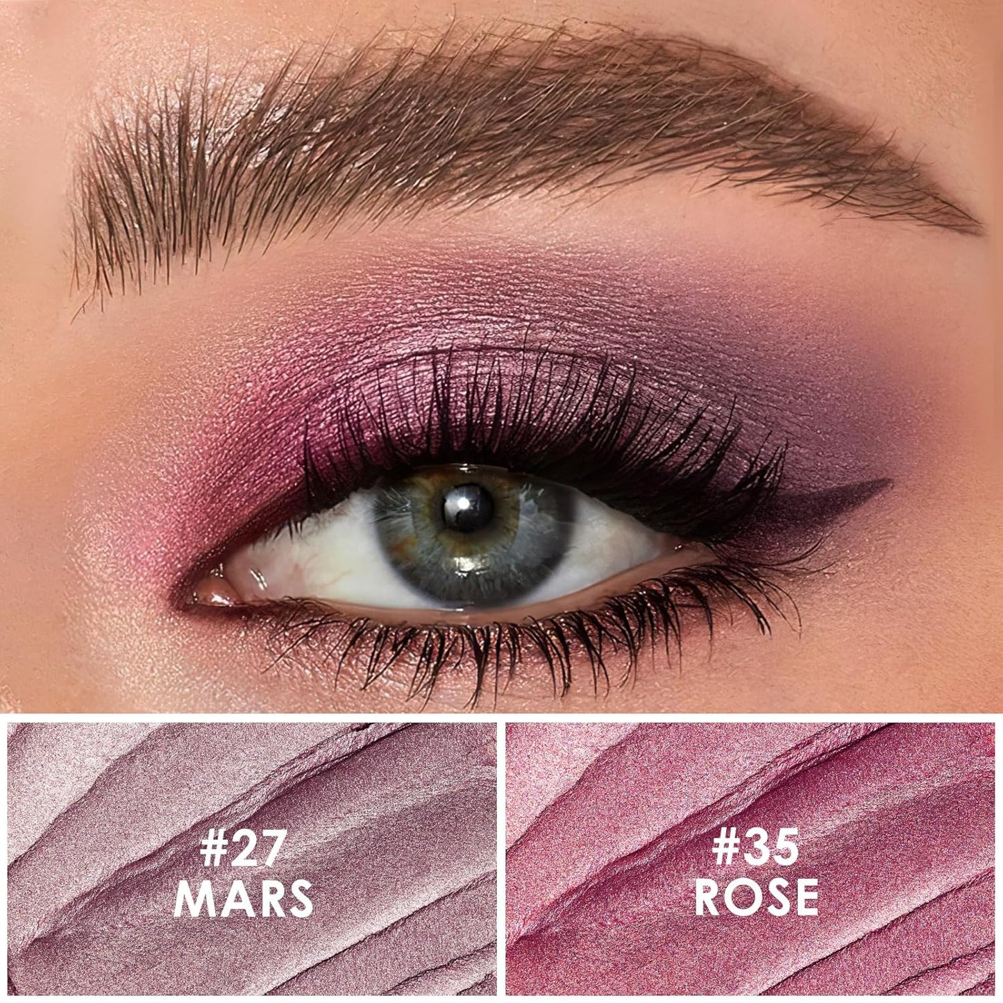 FOCALLURE 2PCS Cream Eyeshadow Stick Sets,Matte and Shimmer Eye Brightener, High Pigmented Crease-proof Pencil,Long Lasting Eye Shadow Highlighter Makeup,Smoky-Blossom