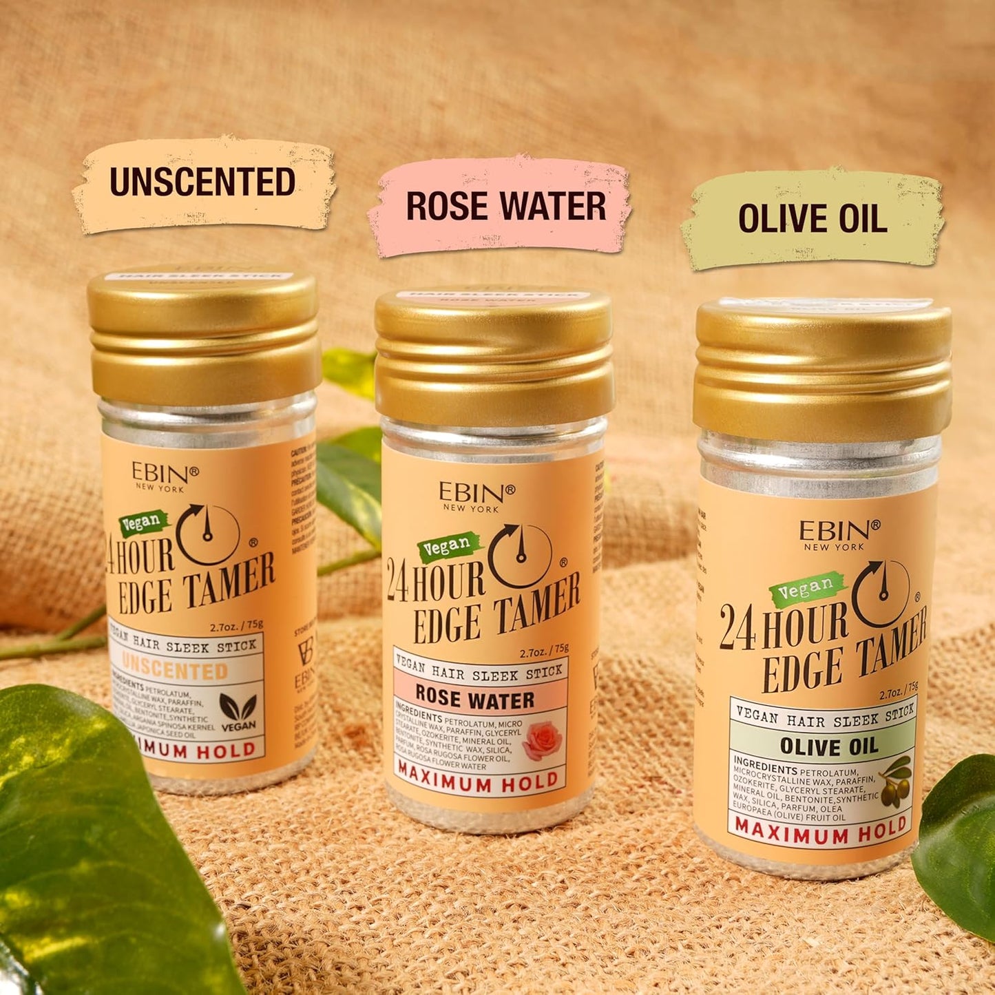 EBIN NEW YORK 24 Hour Edge Tamer Vegan Hair Sleek Stick Rose Water Maximum Hold