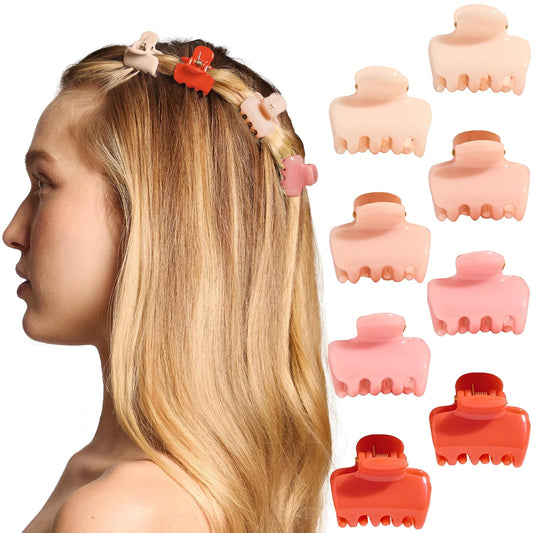 Kitsch Small Hair Clips for Women and Girls – Mini Claw Clips | Hair Accessories | Daily Styling, Recycled, Cherry Blossom Design | Ideal Gifts for Women – 8pc Set