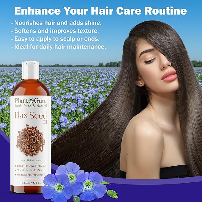 Flaxseed Oil 4 fl. oz. Unrefined Cold Pressed 100% Pure Natural Carrier For Skin, Face, Body Moisturizer, and Hair Growth.