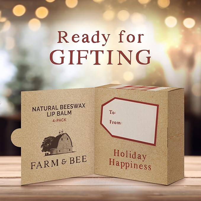 Natural Lip Balm – Stocking Stuffer - 4 Pack Gifts for Women & Men - Organic & Natural Ingredients - Moisturizing Lip Chapstick - Great Gift Idea for Women, Men, Boys, and Girls - 0.15oz (Pack of 4)