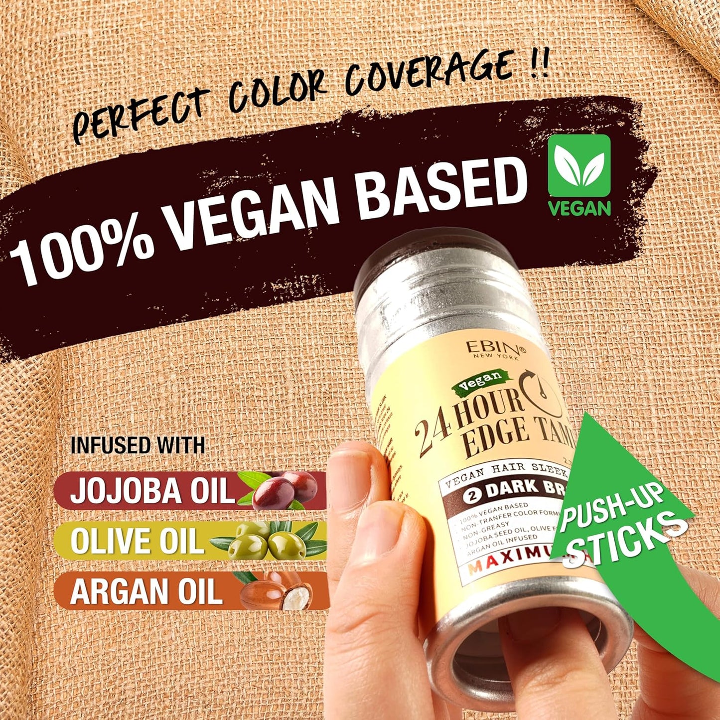 EBIN NEW YORK 24 Hour Edge Tamer Vegan Hair Sleek Stick Dark Brown Maximum Hold