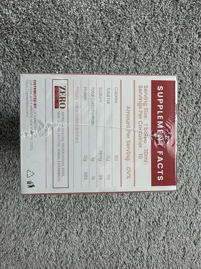 Liquid Collagen Peptide Drink - 12000mg Hydrolyzed Marine Collagen Peptides with Collagen Tripeptide, Supports Healthy Hair Skin Nails Joints and Bones (1 Box, 10 Bottles)