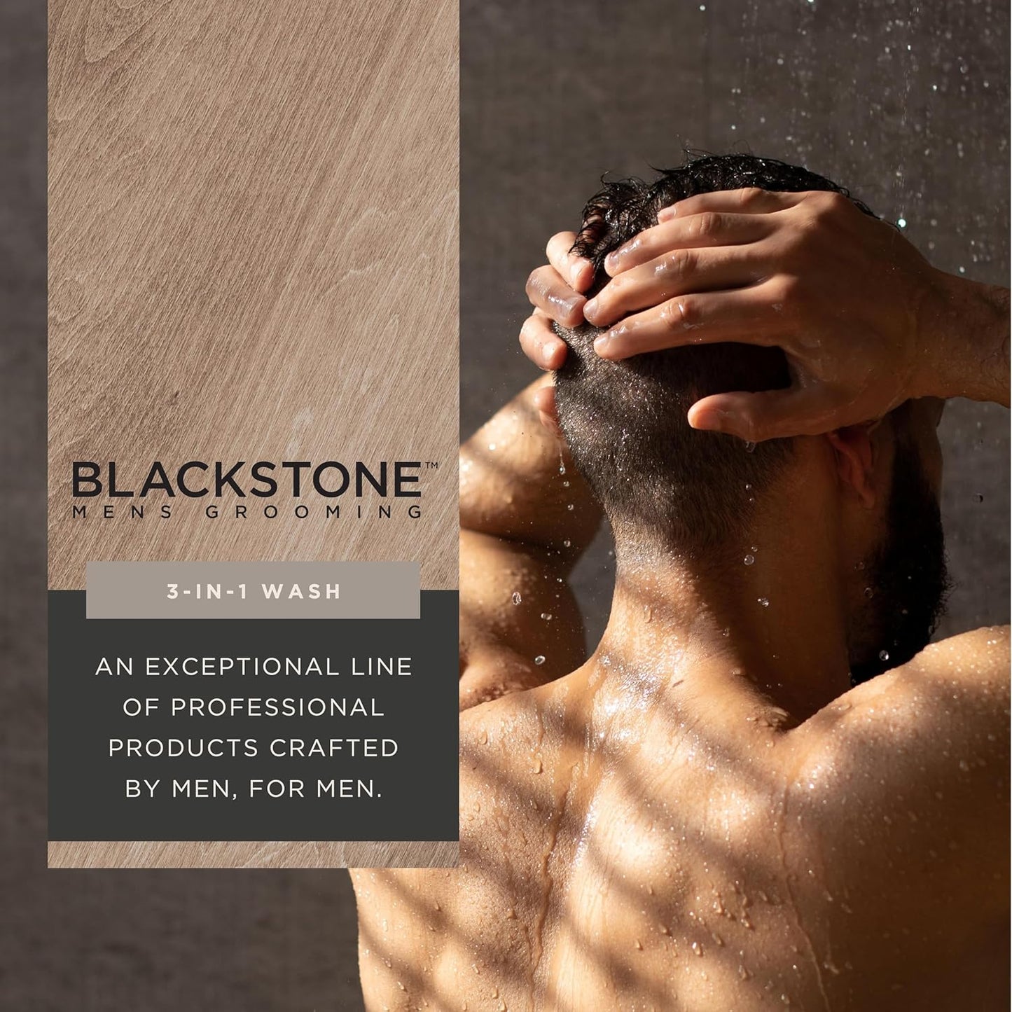 Blackstone Men's Grooming 3-in-1 Wash for Men | Cleanses & Conditions Hair, Body, & Face | For All Skin & Hair Types | With Coconut Oil, Vitamin B5 and Caffeine - Sea & Surf (32 Fl Oz)