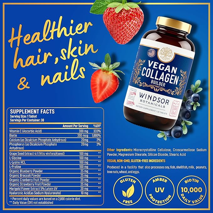 WINDSOR BOTANICALS Vegan Collagen Supplements and Dental Probiotics for Teeth and Gums Bundle