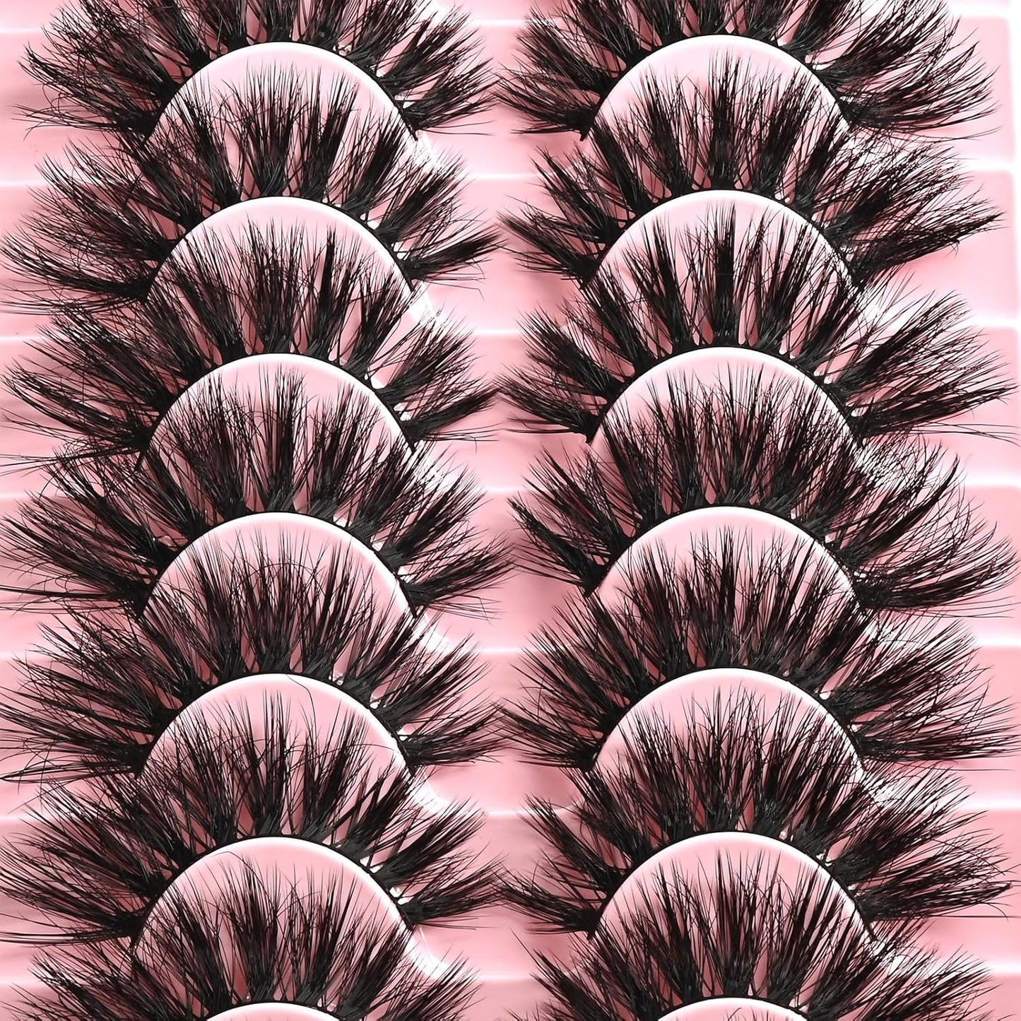 FARRED Cat Eye Lashes Fluffy False Eyelashes 10 Pairs Fake Eyelashes Natural Look Short Natural Lashes Cateye Lash Wispy Volume Eyelash Faux Mink Strip Lashes Pack for Daily Makeup (C8 | 9-17MM)