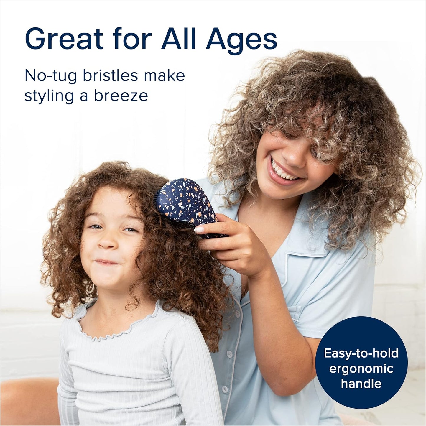 Crave Naturals Glide Thru Hair Brush - Detangler Brush for Curly, Straight, Wet or Dry Hair - Gentle Detangling Brushes for Adults, Kids, Toddlers - Hair Accessories for Women, 7.5"x3" - Terazzo