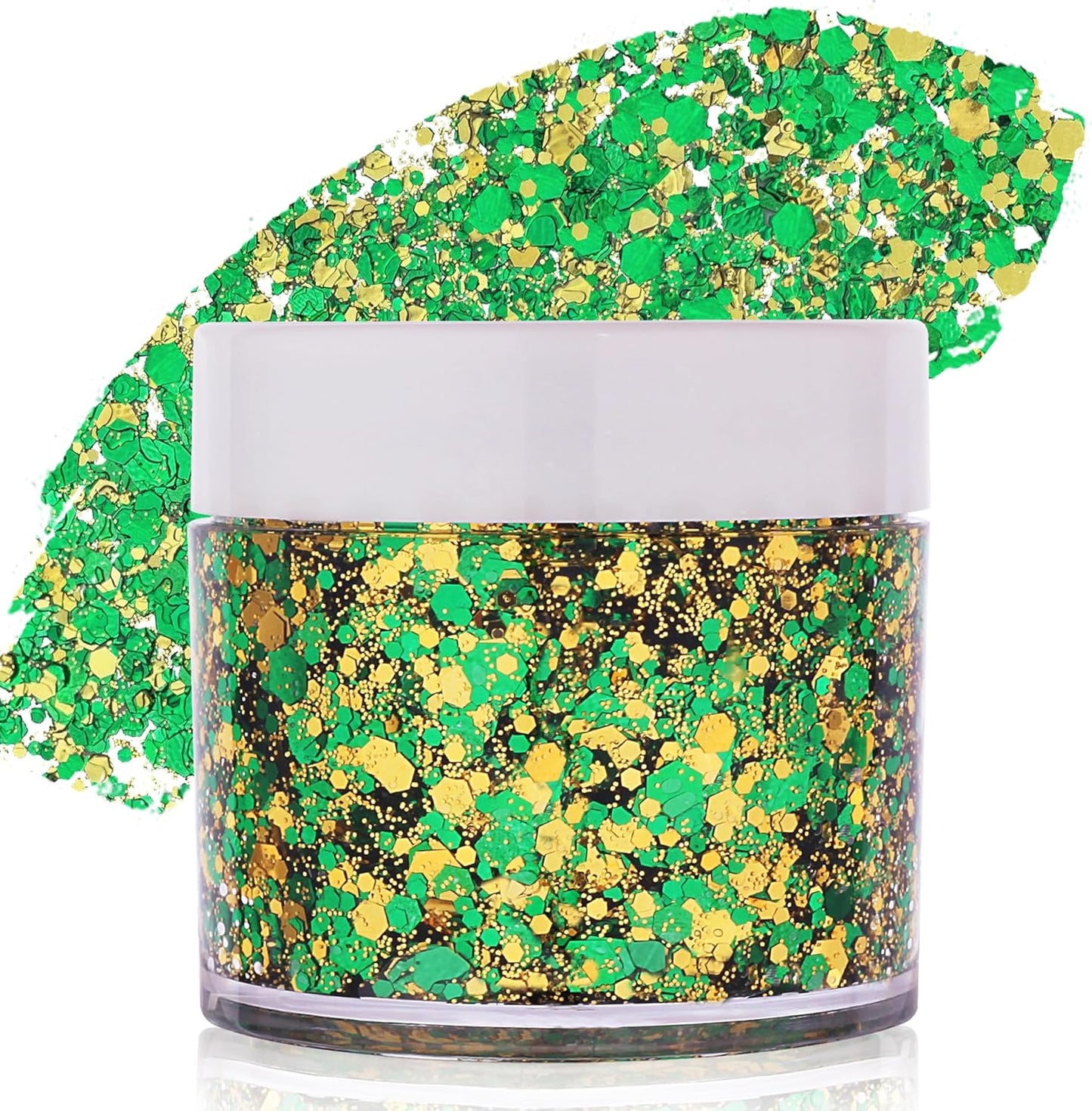 St Patricks Day Accessories Green Face Glitter Gel,Gold Hair Glitter Green St Patrick's Day Outfit for Women,Mardi Gras Carnival Face Paint Body Glitter Sparkling Festival Chunky Makeup