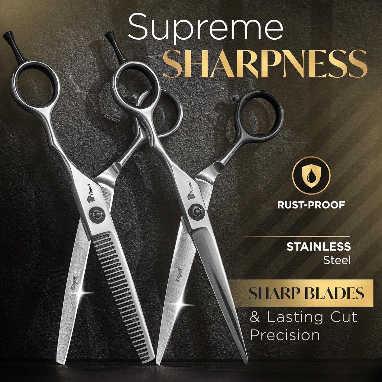 Fagaci Hair Cutting Scissors Set 6" Razor-Sharp, Professional Hair Scissors with Precise Cut and No Snag, Thinning Shears for Haircutting, Lasting Sharpness and Durable Steel Haircut Barber Shears