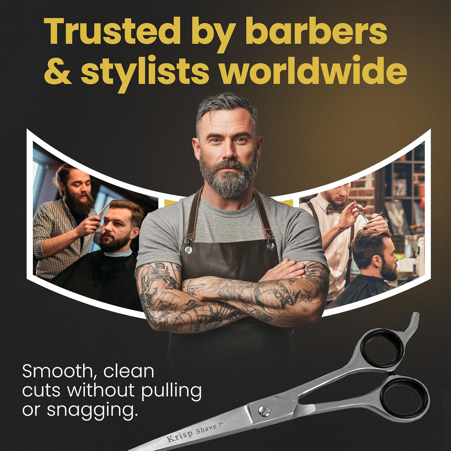 Professional Hair Cutting Scissors - Krisp Shave Japanese Stainless Steel Salon Barber Scissor (7 inch Inch) - Shears for Men's Beard Mustache Women Kids Pets Haircut All Purpose Shear, KSP-784