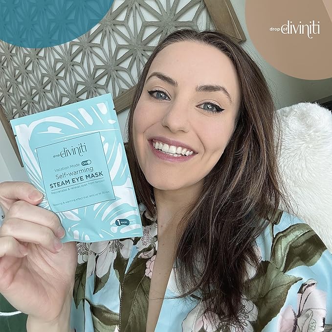 DiviniTi Self Warming Heated Eye Mask - 16 Pack, Up to 110F Degrees, Fast Soothing Relief for Puffy Eyes, Insomnia, Migraine & Stye Treatment