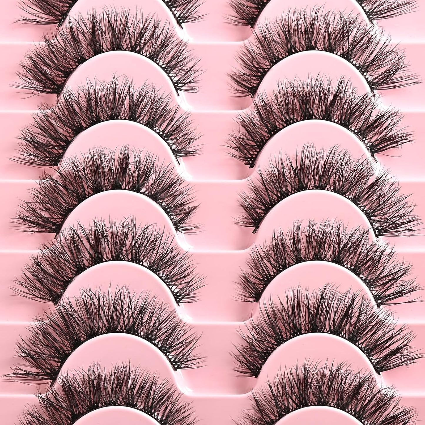 FARRED Natural Lashes Short Eyelashes Wispy False Mink Lash Pack 10 Pair Natural Look Fluffy Cat Eye Strip Eyelash Small Fake Lashes Full Pestañas Sets for MUA and Beginners Daily Makeup (C6 | 8-14MM)