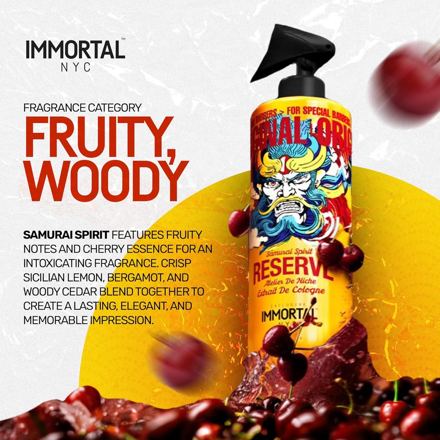 Immortal NYC Reserve Samurai Spirit, After Shave For Men Body/Face 17oz- Moisturizing & Refreshing- Spicy Floral Scent, Men's Cologne