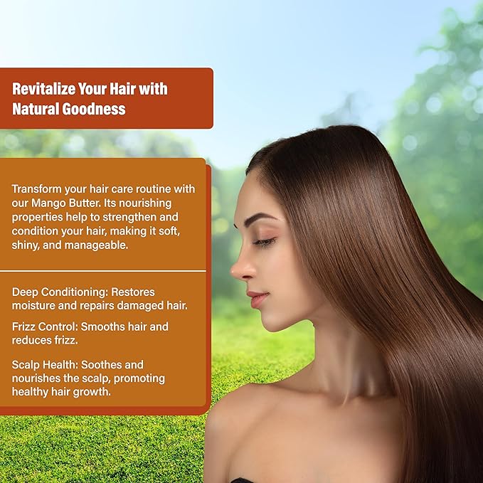 Raw Mango Butter 8 oz. Bar - 100% Pure Natural Unrefined - Great for Skin and Hair Growth. DIY Soap Making, Body Butter, Lotions and Creams.