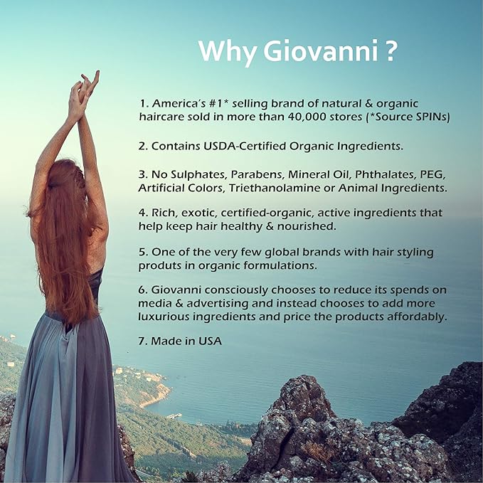 GIOVANNI ECO CHIC Frizz Be Gone - Super Smoothing Anti-Frizz Hair Serum, Adds Shine, Seals in Color, Infused with Natural Botanical Ingredients, Salon Quality, No Parabens - 2.75 oz (3 Pack)