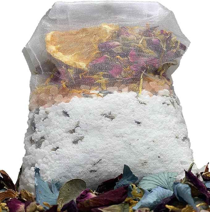 Tub Tea Natural & Organic Floral with Bath Salts- Handmade Herbal Soak for Relaxation & Muscle Relief! Self Soothing Bath Experience! These Tub Tea Herbal Bath Bags Make Great Gifts! (Pack of 1)