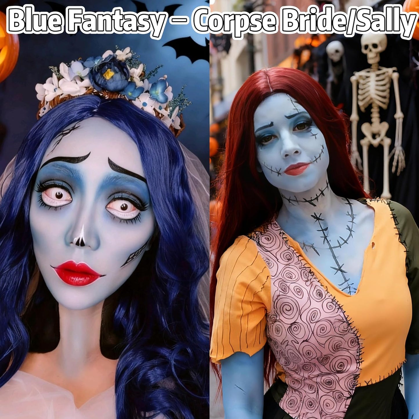 Black Blue Eyeshadow Palette Set - 18 Colors Smokey, Gothic & Halloween Eyeshadow Makeup Kit, Matte Shimmer & Glitter Shades, Cool Toned Eyeshadow for Corpse Bride, Sally, Witch & Cosplay Makeup