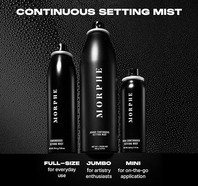 Morphe Continuous Setting Mist - Micro-Fine Setting Spray for Makeup with a Natural Finish - Helps Makeup Resist Caking or Fading & Increases Wear of Foundation (3 Count, 2.8 fl oz)