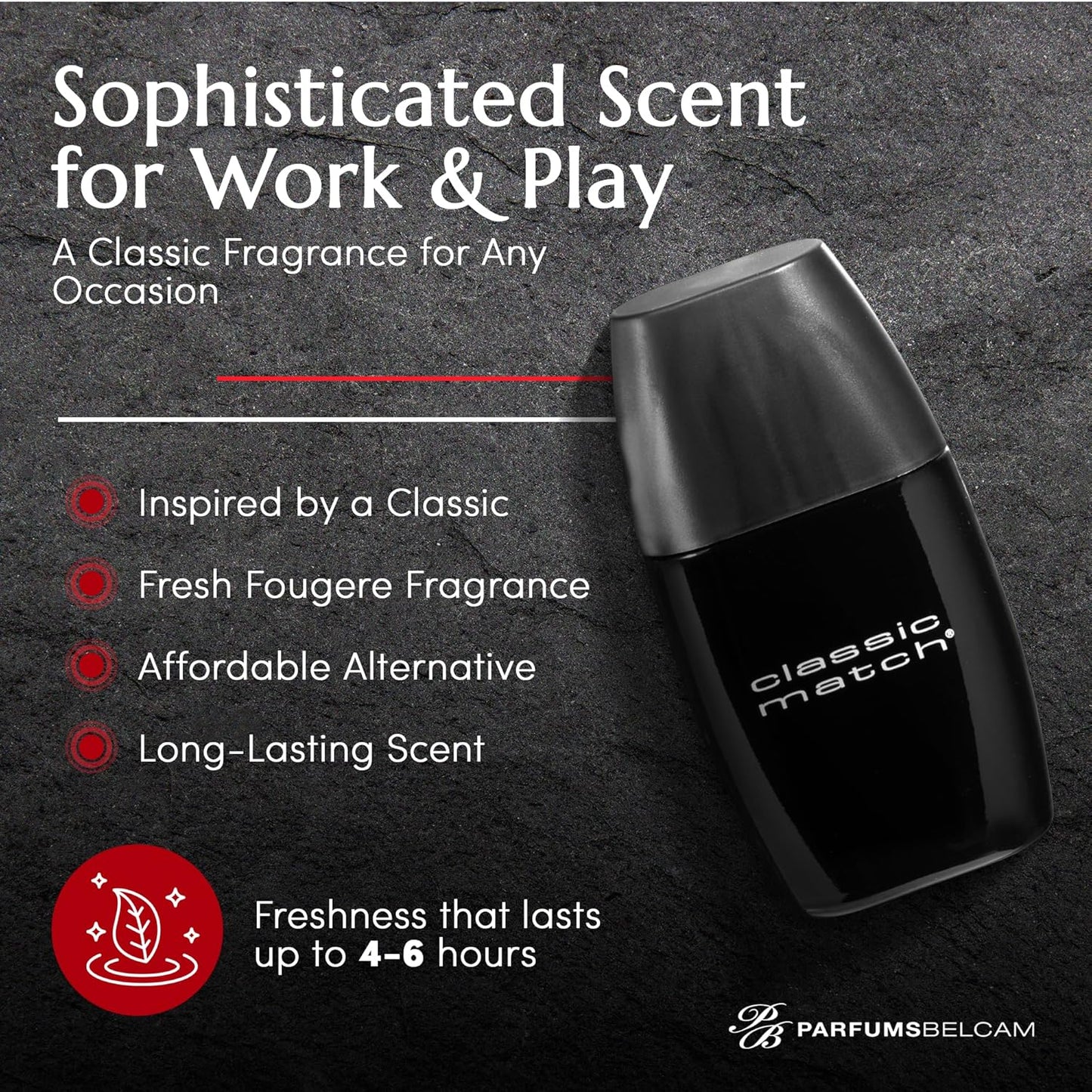 PB ParfumsBelcam CM Noir Eau De Toilette Spray for Men – Fresh Fougere Cologne, Bergamot, Basil, Patchouli, Long-Lasting Scent, Masculine Fragrance – 2.5 Fl Oz