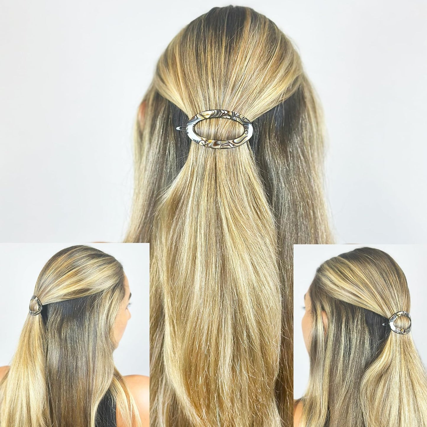 Camila Paris CP3362 French Hair Barrette Clip for Women, Handmade, Onyx, Slide-in Metal-Free Closure, Strong Hold Grip Hair Clips for Girls, No Slip Durable Styling Hair Accessories, Made in France