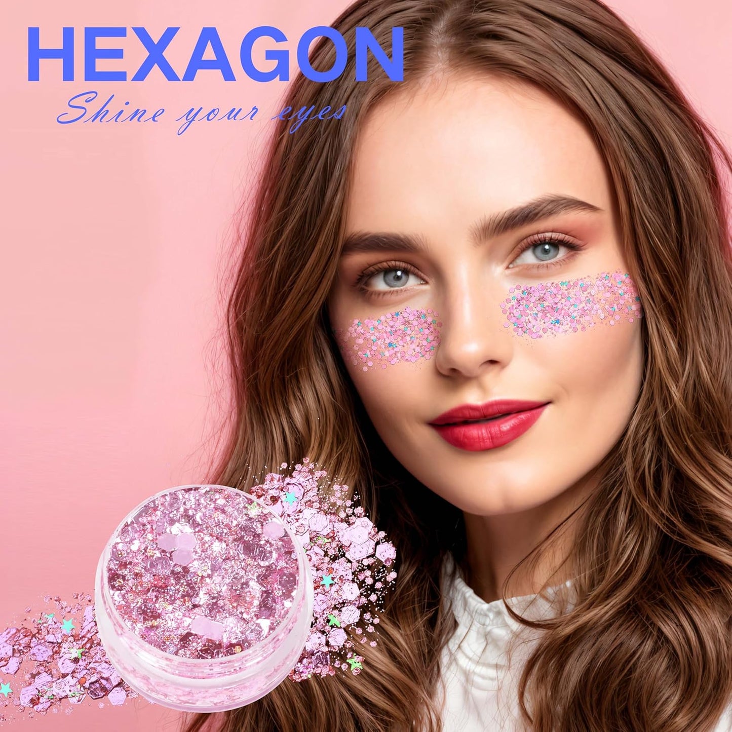 Pink Face Glitter Gel,10g/pc 4 Styles Body Glitter Mermaid Costume for Kids,Singer Concert Outfit for Women,Sparkling Hair Glitter Makeup Rave Festival Pink Out Accessories,40g/1.41 oz