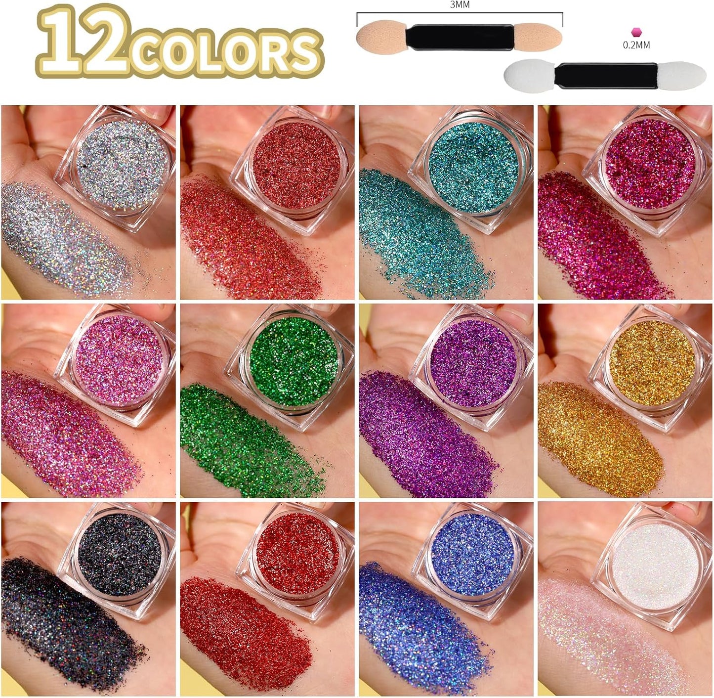 Teenitor Face Glitter Body Glitter Makeup Festival Glitter Gel, 12 Colors Face and Body Glitter Gel, Hair Glitter, Glitter for Face and Hair
