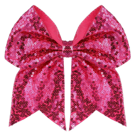 Large Big 7 Inch Glitter Bow Clip Sequin Bling Party Hair Accessories for Women Teens Girls Kids 1 Pcs (Hot Pink)