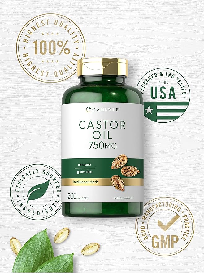 Carlyle Castor Oil 750mg | 200 Softgels | Traditional Herb | Non-GMO, Gluten Free Supplement